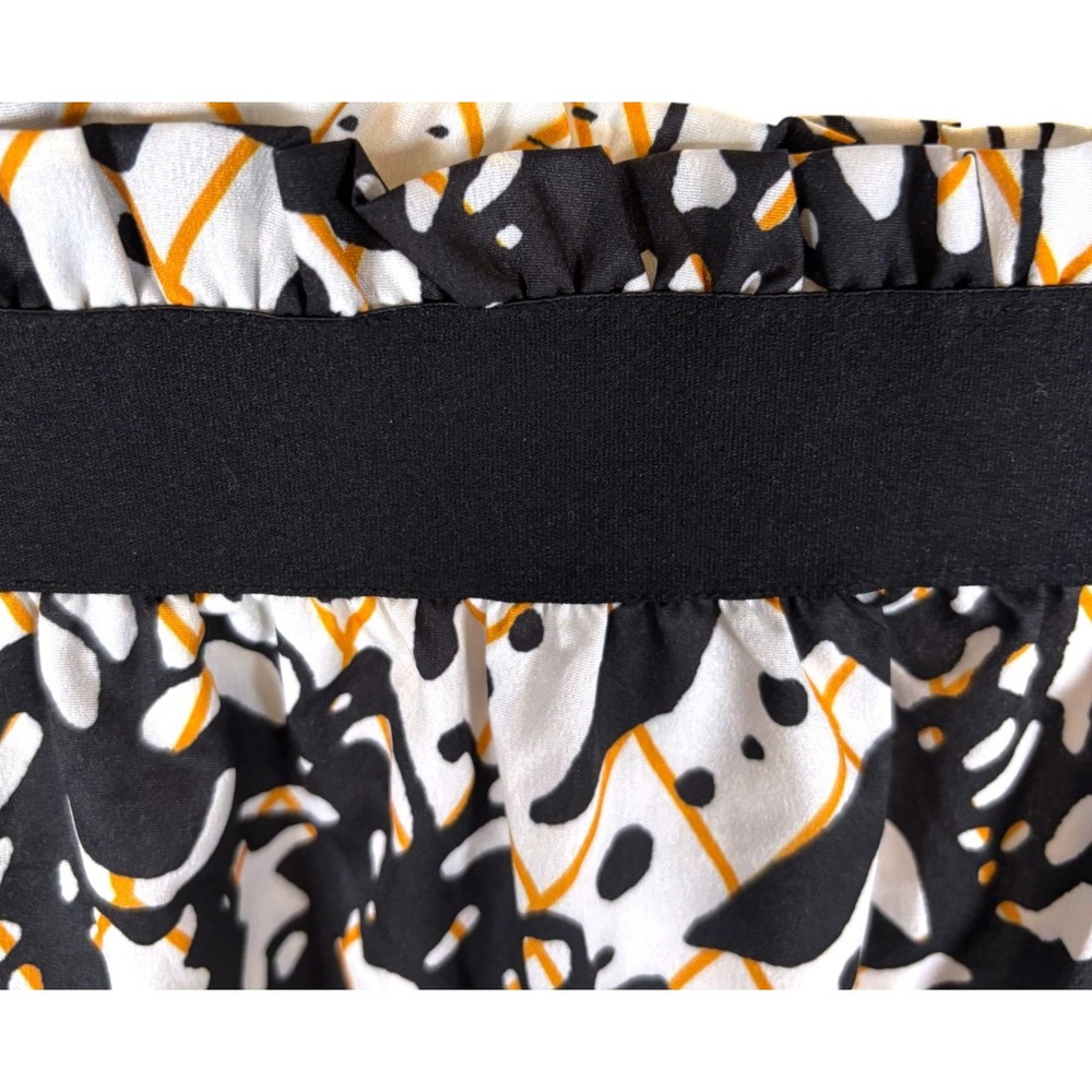Boho Beach Maxi Skirt M Black White‎ Tassel Trim Paperbag Waist Resort - Picture 3 of 8